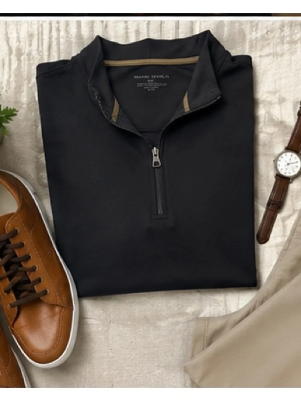 Banana Republic Men’s M Black Performance Stretch Quarter Zip Pullover